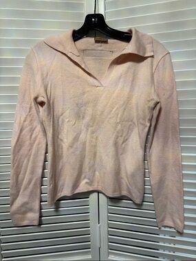 Richmond Light Pink V-Neck Collared Sweater